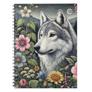 Woodland Wolf Spiral Notebook   Wolf-Themed Notizblock
