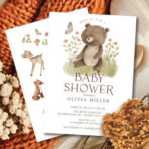 Woodland Wonder Bear Baby Dusche Einladung