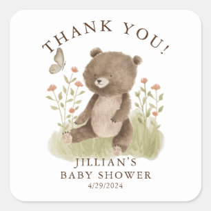 Woodland Wonder Bear Quadratischer Aufkleber
