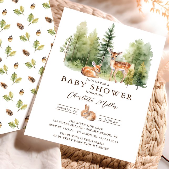 Woodland Wonder Deer Baby Dusche Einladung (Von Creator hochgeladen)