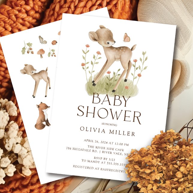 Woodland Wonder Deer Baby Dusche Einladung (Von Creator hochgeladen)