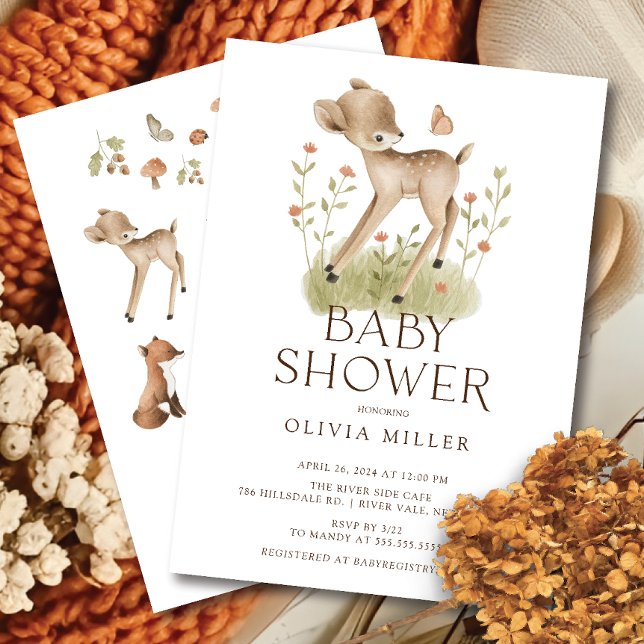 Woodland Wonder Deer Baby shower Invitation (Créateur téléchargé)