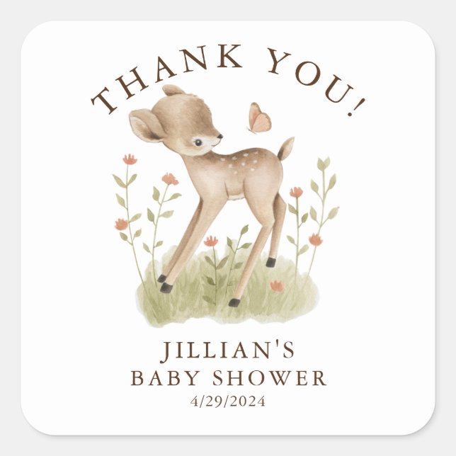 Woodland Wonder Deer Quadratischer Aufkleber (Vorderseite)