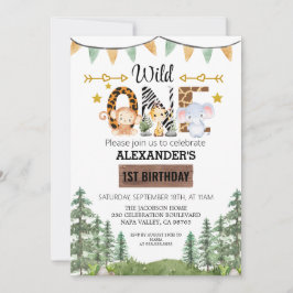 Woodland Wonder Jungle Safari 1. Geburtstag Einladung