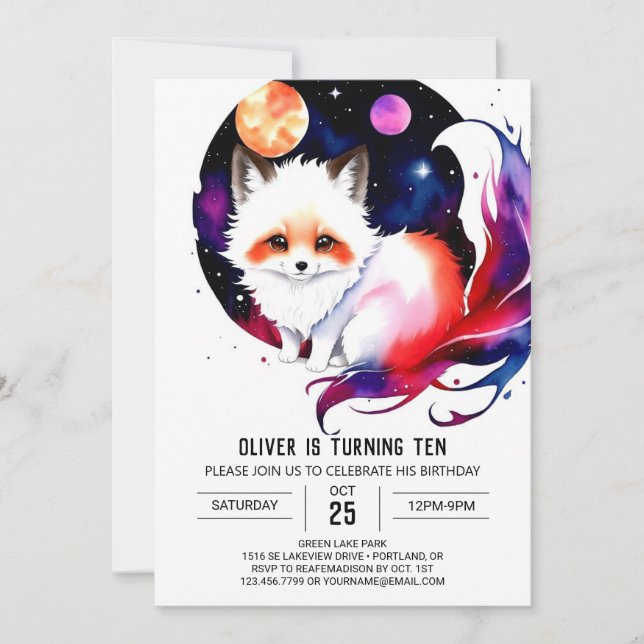 Woodland Wonderland Fox Geburtstag Einladung (Vorderseite)