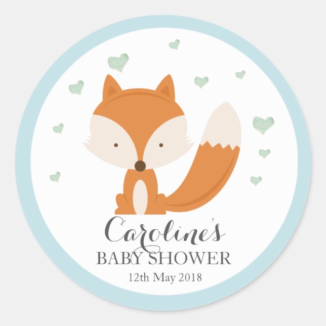 Woodlands Fox Blue Liebe Blue Baby Shooting Sticke Runder Aufkleber (Vorderseite)