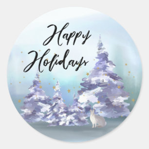 Woodlands Happy Holidays Umschlag Aufklebers Runder Aufkleber