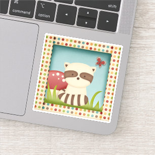 Woodlands Raccoon Cartoon Die Sticker Decal schnei