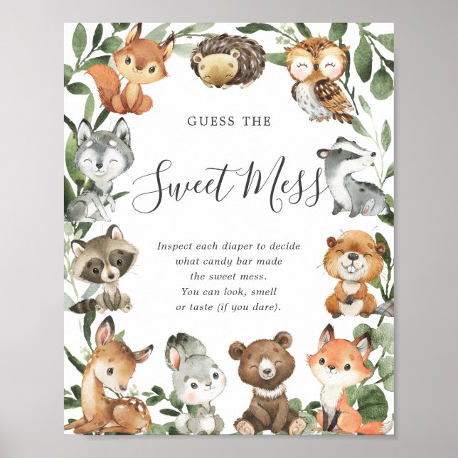 Woodlandtiere Baby-Dusche schätzen das süße Chaos Poster (Vorne)