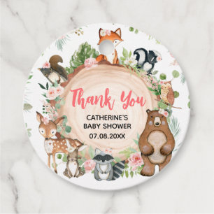 Woodlandtiere Blumenholz Slice Babydusche Geschenkanhänger
