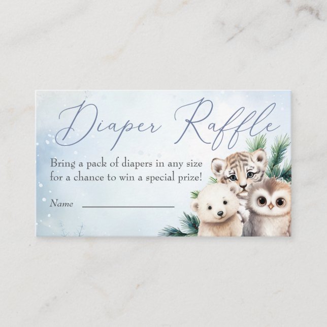 Woodlandtiere Oh Baby Winter Diaper Raffle Begleitkarte (Vorderseite)