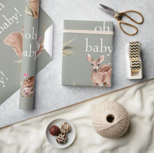 Woodlandtiere sägen Oh Baby Wrapping Paper Geschenkpapier