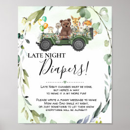 Woodlandtiere Spätspätspülung Windeln Kinderdusche Poster