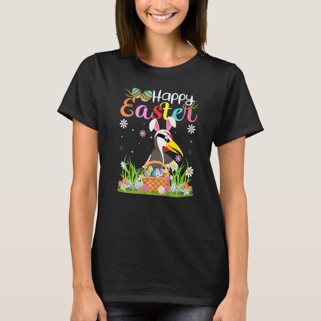 Woodpecker Bird Bunny Egg Hunt Woodpecker Happy Ea T-Shirt (Vorderseite)