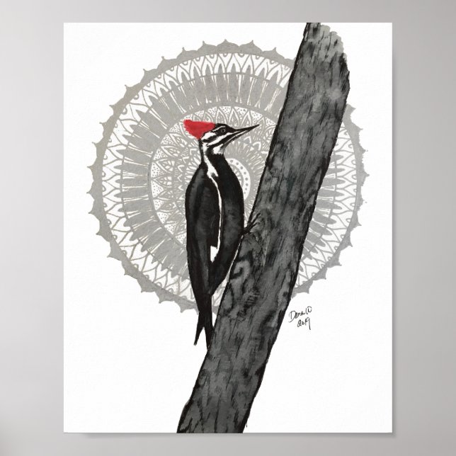 Woodpecker Mandala 8x10 Print Poster (Vorne)