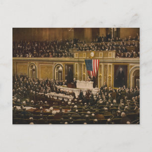 Woodrow Wilson frage den Kongress, den Krieg zu er Postkarte