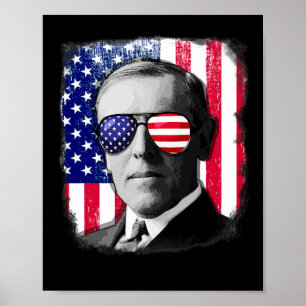 Woodrow Wilson Us Flag 4. Juli Poster