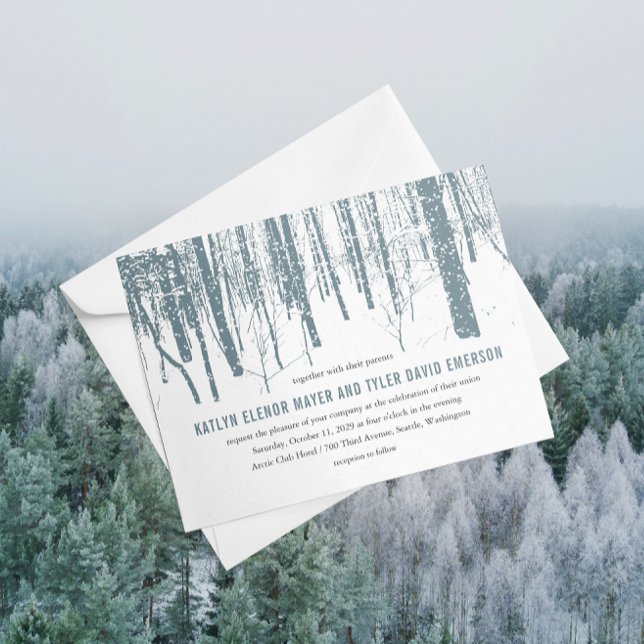 © Woods Trees Forest Winter Wedding Einladung (Von Creator hochgeladen)