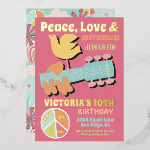 Woodstock Hippie Birthday Party Folieneinladung