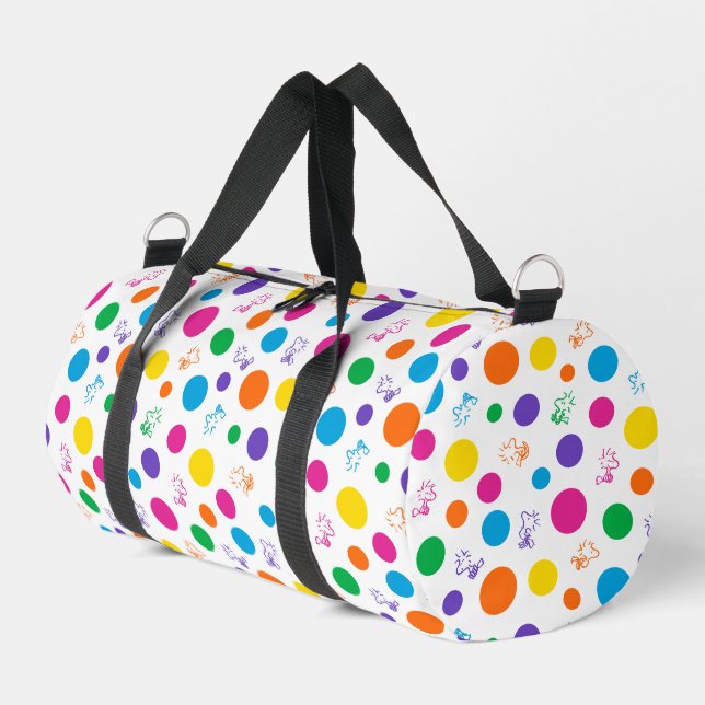 Woodstock Rainbow Polka Dot Pattern Duffle Bag (Linke Seite)