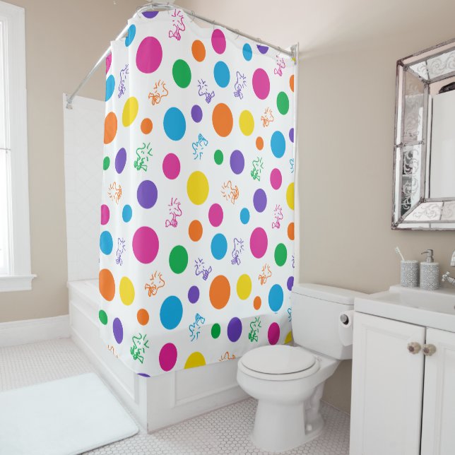 Woodstock Rainbow Polka Dot Pattern Duschvorhang (Beispiel)
