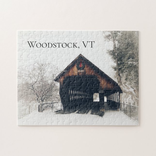 Woodstock Vermont Covered Bridge in Snow (Horizontal)
