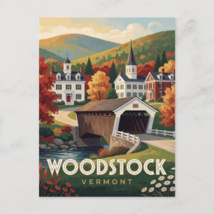 Woodstock Vermont Gedeckte Brücke Reise Postkarte