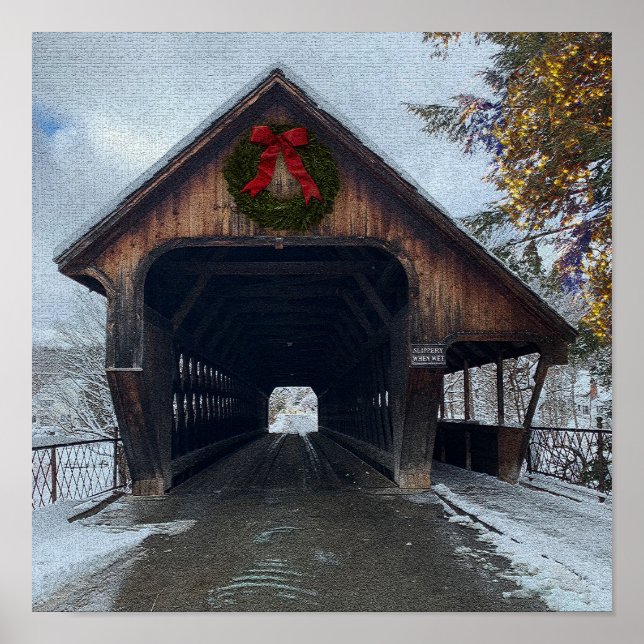 Woodstock Vermont Snowy Holiday Poster (Vorne)