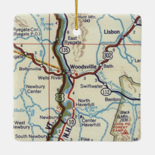 Woodsville NH Vintag Map Keramikornament