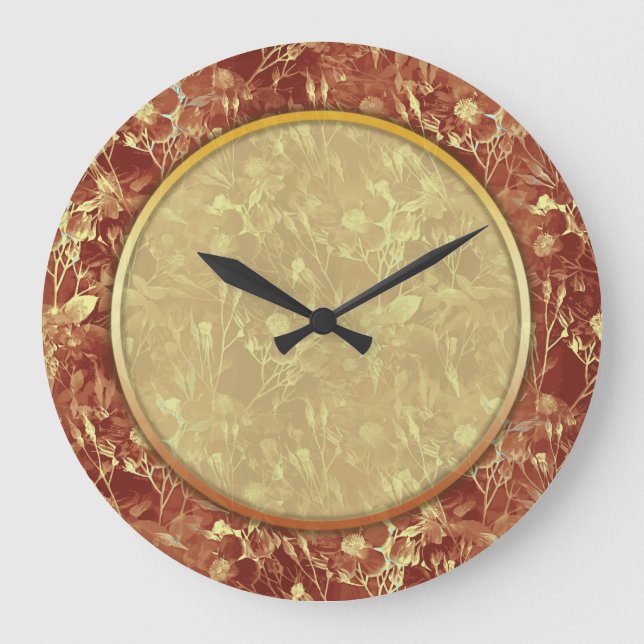 Woodsy Brown Abstrakt Cosmos Große Wanduhr (Vorderseite)