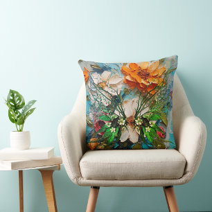 Woodsy Butterfly und farbenfrohe Blume Kissen