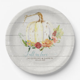 Woodsy-Hochzeit im Herbst White Pumpkin Rot Blüte Pappteller