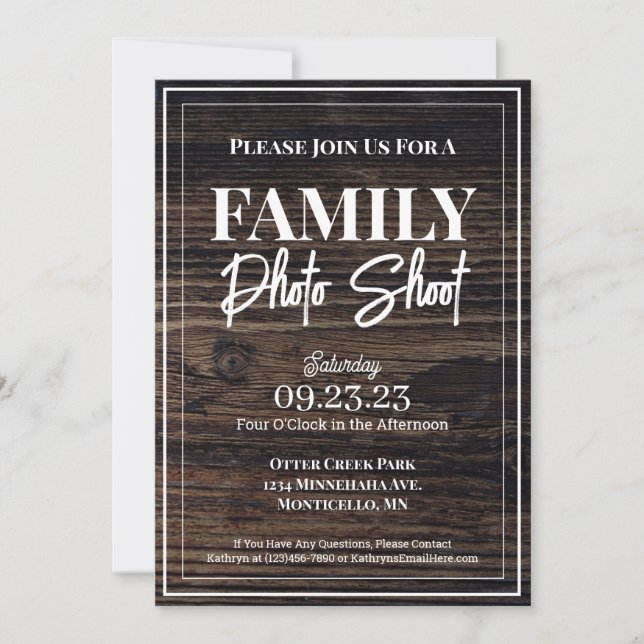 Woodsy & Rustic Family Foto Shoot Einladung (Vorderseite)