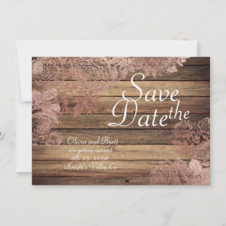 Woodsy Rustic Rose Hochzeit speichern das Datum Save The Date