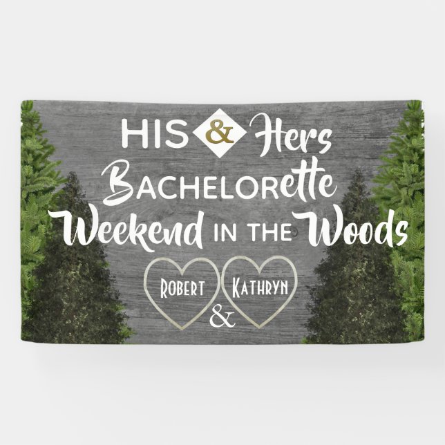 Woodsy Sein & Hers Junggeselinnen-Abschied Banner (Horizontal)