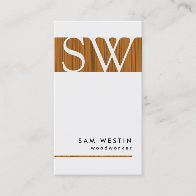 Woodworker Bold Monogram Business Card Visitenkarte (Vorderseite)