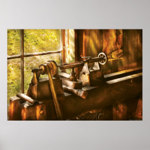 Woodworker - eine alte Drehbank Poster