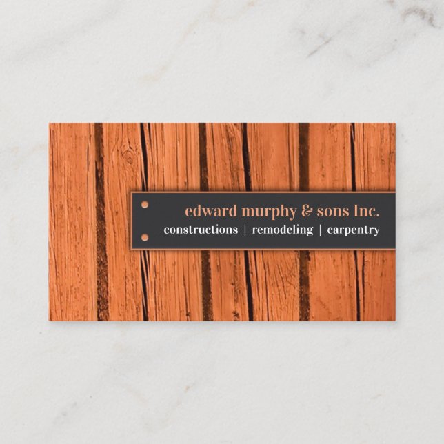Woodworking Contractor Business Card Template Visitenkarte (Vorderseite)