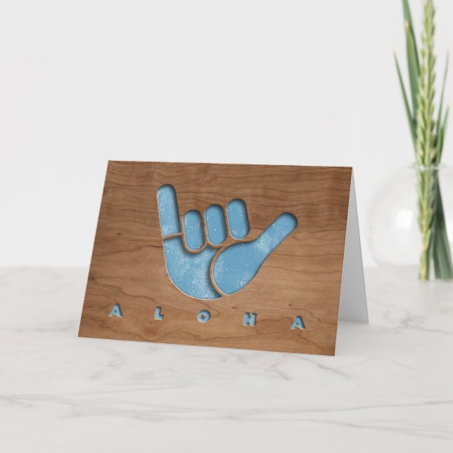 Woody Aloha Shaka Karte (Vorderseite)