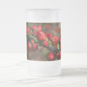 Woody Red Blooms Mattiert Glass Beer Tasse