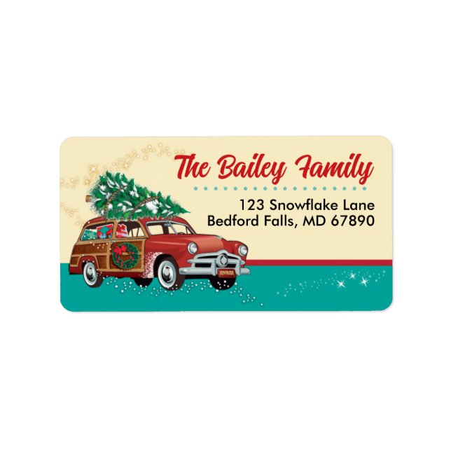 Woody Station Wagon Christmas Card Étiquettes de a (Devant)
