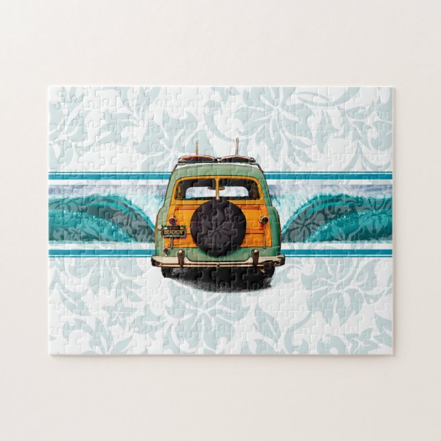 Woody Wave Hawaiian Surf Illustration (Horizontal)