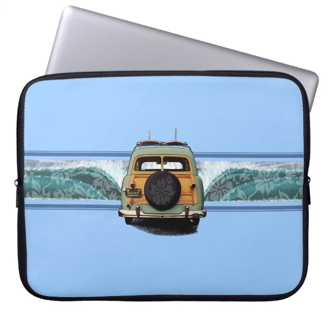Woody-Wellen-Surfer-NeoprenWetsuit Laptopschutzhülle (Vorderseite)