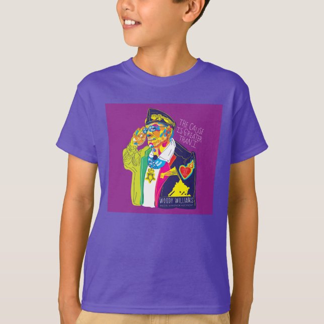 Woody Williams Saluting LILA T-Shirt (Vorderseite)