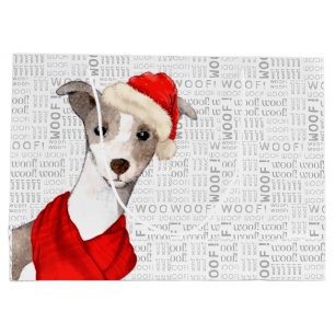 Woof Art Funny Italian Greyhound Dog Weihnachten Große Geschenktüte