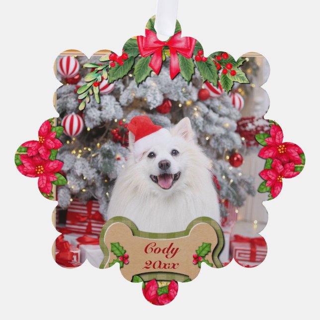 Woof dir ein fröhliches Personalisiertes Hundesche Ornament Karte (Vorderseite)