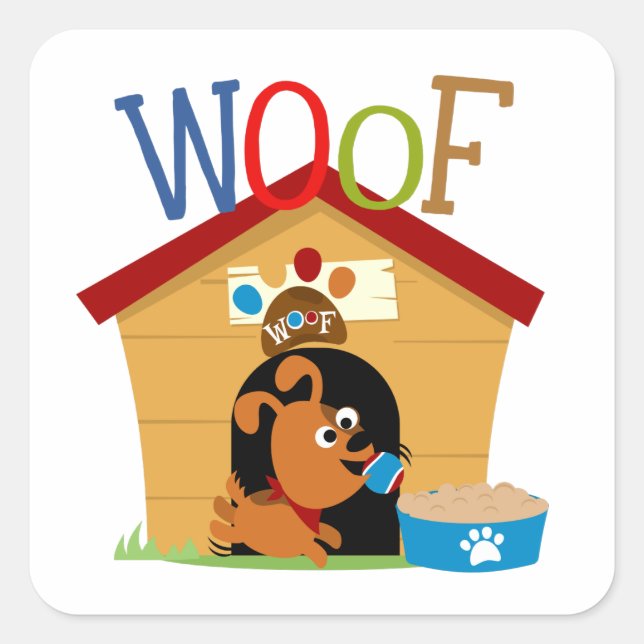 Woof Dog Quadratischer Aufkleber (Vorderseite)