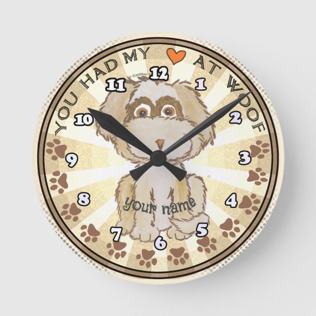 Woof Dog Runde Wanduhr (Vorderseite)