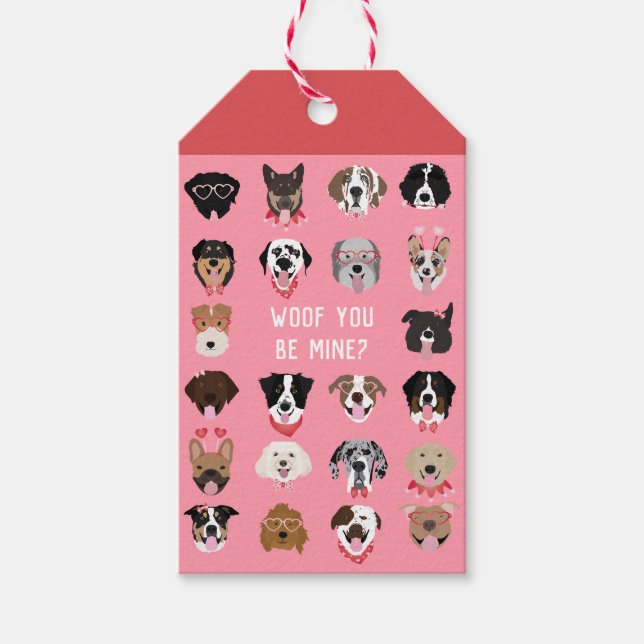 Woof du bist mein Hund Gesicht Muster Geschenkanhänger (Vorderseite)