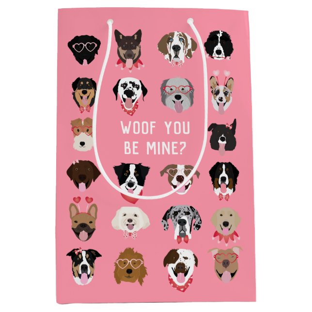 Woof du bist mein Hund Gesicht Muster Mittlere Geschenktüte (Vorderseite)